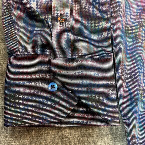 Visconti Black Shirt Mens 3XLT Metallic Purple Abstract Date Night Button Up Top - Picture 7 of 12